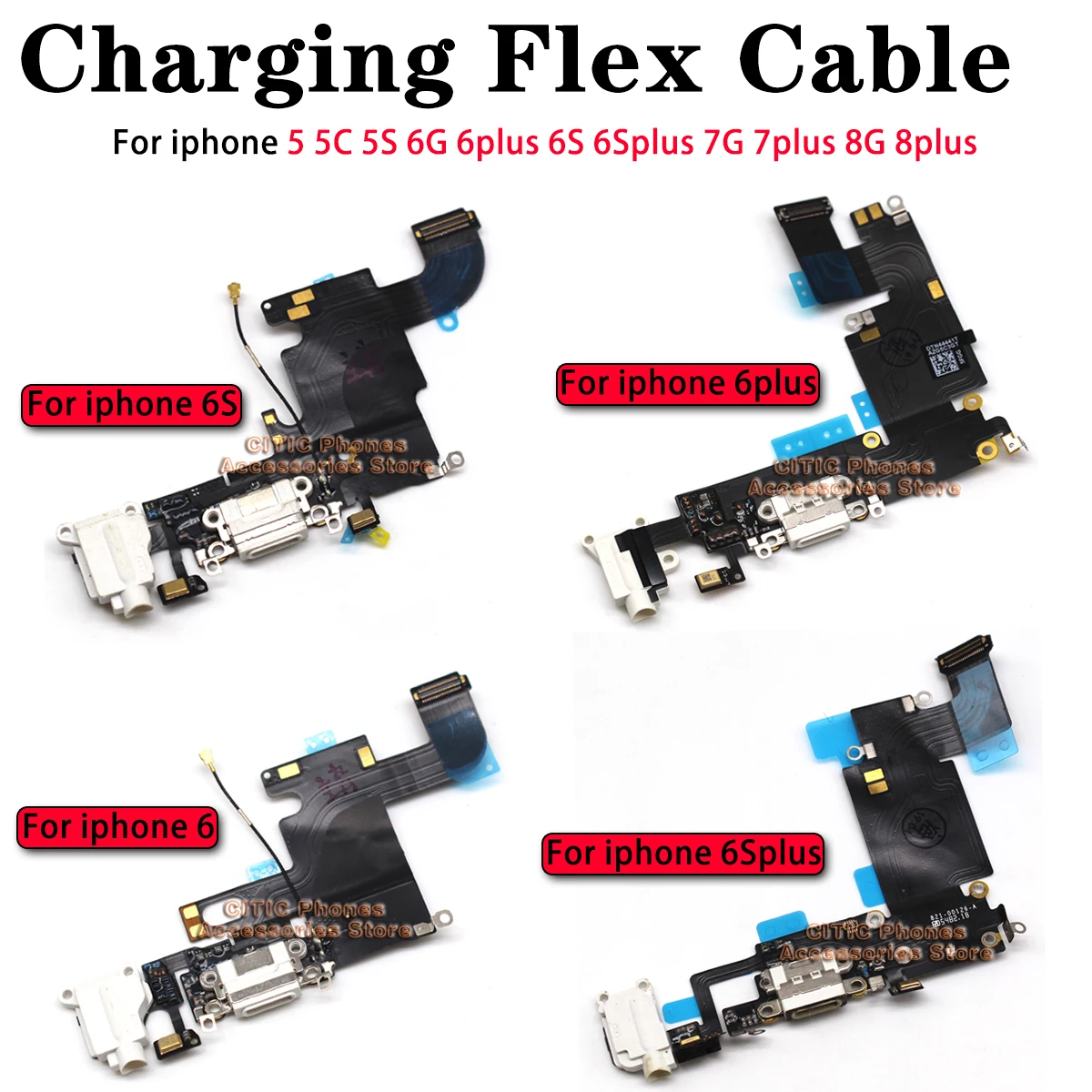 5pcs For iPhone 6 6S 7 8 Plus  - огляд і ціна Charging Port Flex
